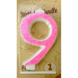 Große rosa Kerze Nummer 9 6460