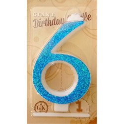 große blaue Kerze Nummer 6 6467