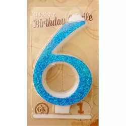 große blaue Kerze Nummer 6 6467