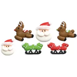 Zdobení z cukru vánoční sob a Santa Claus 6 ks