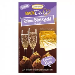 Essbares Gold 24 Karat, 4 Blätter, 38x38mm