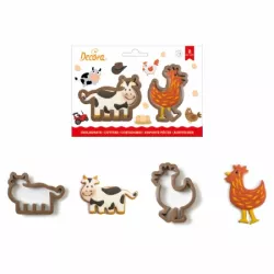 Plast-Ausstecher Kuh und Huhn Set 2 Stücke