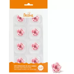 Zuckerte Rosen, rosa 8 Stück, klein