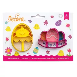 Ausstechform Oster-Ei und Eier im Körbchen