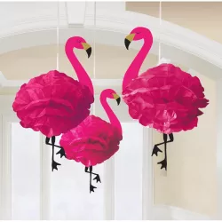 Partydekorationen zum Aufhängen 3 Stück Flamingos 49,5 cm