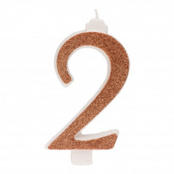 12 cm Glitter-Geburtstagsskerze Gold Nummer 2