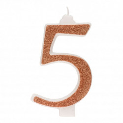 Kuchenkerze 12 cm glitzerndes Gold Zahl 5