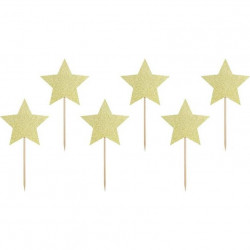 PartyDeco Stickerdeko für Cupcakes Goldene Sterne KPM19-019B Tortendeko