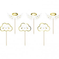 PartyDeco Aufsteckdekorationen für Muffins Wolken und Flügel KPM28 Tortenspitze