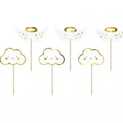 PartyDeco Aufsteckdekorationen für Muffins Wolken und Flügel KPM28 Tortenspitze
