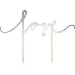 PartyDeco Spießdekorationen für Kuchen silber Love KPT1-018 Kuchendekoration