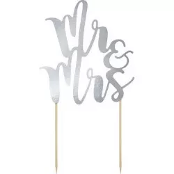 Partyzubehör Tortendekoration Implantat Silber Mr&Mrs KPT10-018M Tortendekoration