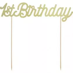 PartyDeco Tortendekoration Implantationsdeko Gold 1st Birthday KPT34-019B tortis