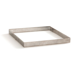 Edelstahl-Form für Tarteschnikchen viereckig 15x15x3,5 cm Microforata perforiert