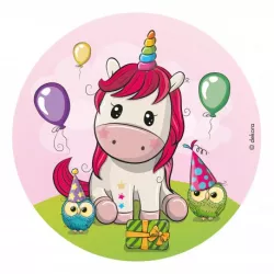 Essbares Kuchenpapier Geburtstags Unicorn 20 cm