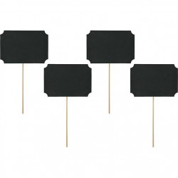 PartyDeco Schwarze Karten am Spieß (4 Stück) KNP17 dortis