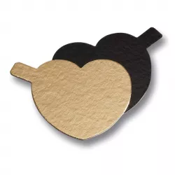 Goldfarbene Unterlage schwarzes Herz für Minidesert 8 cm 1 Stück