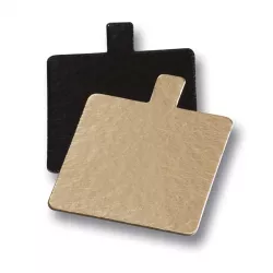 Unterlage Gold Schwarz quadratisch für Minidezert 8 cm 1 Stück