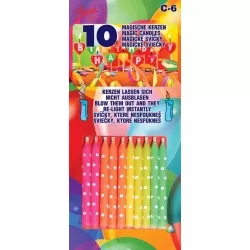 UNVERBRENNBARE Tortenkerzenensatz 10 Stück bunt mit Punkten inklusive Zahnstocher