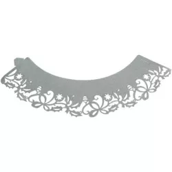 Verzierter Spitzenkragen für 12 Cupcake/Muffin-Förmchen, silberfarben