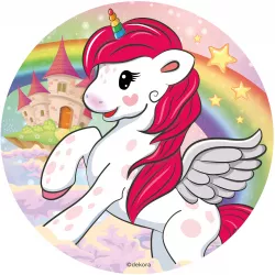 Fondant-Tortendruck Einhorn und Regenbogen 16cm