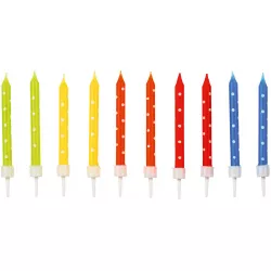 Bunte Kerzen mit Punkten, 24 Stk., 6 cm