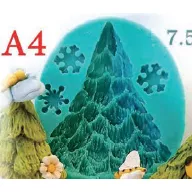 Silikonform Tannenbaum und Schneeflocken, 5 × 6,5 cm
