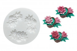 Silikonförmchen Rosenform im Körbchen 35x35mm