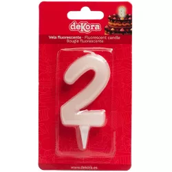 Tortenkerze Nummer 2, die im Dunkeln leuchtet, 6 cm