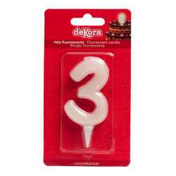 Schnuller Torte Kerze Nummer 3, die im Dunkeln leuchtet, 6 cm