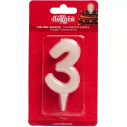 Schnuller Torte Kerze Nummer 3, die im Dunkeln leuchtet, 6 cm