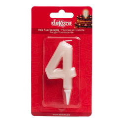 Geburtstagkerze Nummer 4 leuchtet im Dunkeln 6 cm