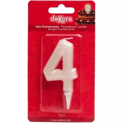 Geburtstagkerze Nummer 4 leuchtet im Dunkeln 6 cm
