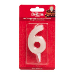 Kerze auf der Torte Nummer 6 weiß 6 cm