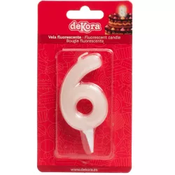 Kerze auf der Torte Nummer 6 weiß 6 cm