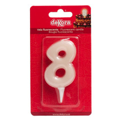Sahnelkerze für die Torte Nummer 8, leuchtet im Dunkeln, 6 cm