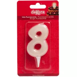 Sahnelkerze für die Torte Nummer 8, leuchtet im Dunkeln, 6 cm