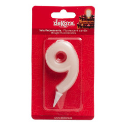 Säulenkerze auf der Torte Nummer 9, die im Dunkeln leuchtet, 6 cm