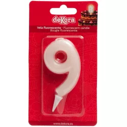 Säulenkerze auf der Torte Nummer 9, die im Dunkeln leuchtet, 6 cm