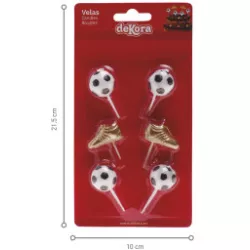 Strohkerzen für Kuchen, Fußballschuh-Paare und Fußball, 6 Stück