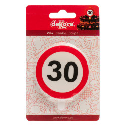 Tortenkerze 6,3 cm Verkehrszeichen Nummer 30