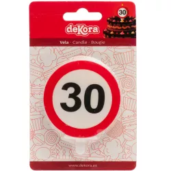 Tortenkerze 6,3 cm Verkehrszeichen Nummer 30