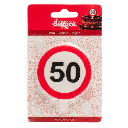 Tortenkerze 6,3 cm Verkehrszeichen Nummer 50