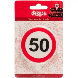 Tortenkerze 6,3 cm Verkehrszeichen Nummer 50