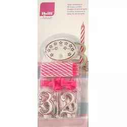 Satz Geburtstagskerzen 7cm 8 Stück Kerzen und Zahlen - rosa