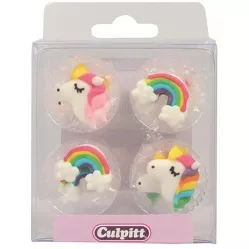 Zuckerdekoration - Regenbogen und Einhörner - 12 Stücke