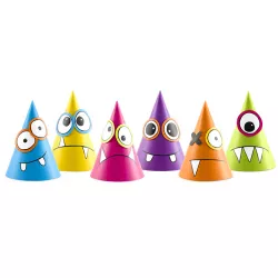 Monster Partykappen 16 cm, 6 Stück