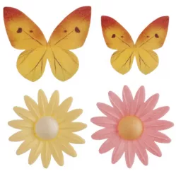 Gänseblümchen und Schmetterlinge aus essbarem Papier, 8 Stück