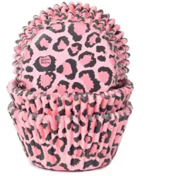 Cupcake-Muffin-Förmchen rosa Leopardenoptik 50x33 mm