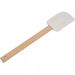 Weiße große Spatelkelle mit Holzgriff 29 cm